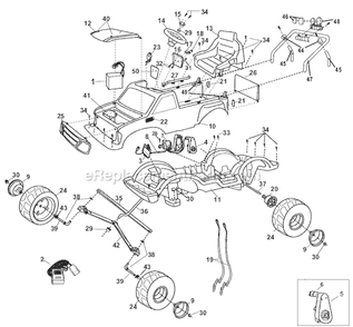 Page A Diagram and Parts List for 78457-9993  Power Wheels Ride-On Cars